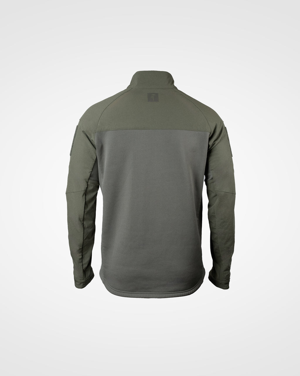 Green pullover with a zipper on a white background