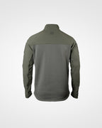 Green pullover with a zipper on a white background