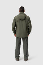 Back photo of the Tomahawk Performance Crosswind Jacket, a tactical windbreaker, in Ranger Green color way.