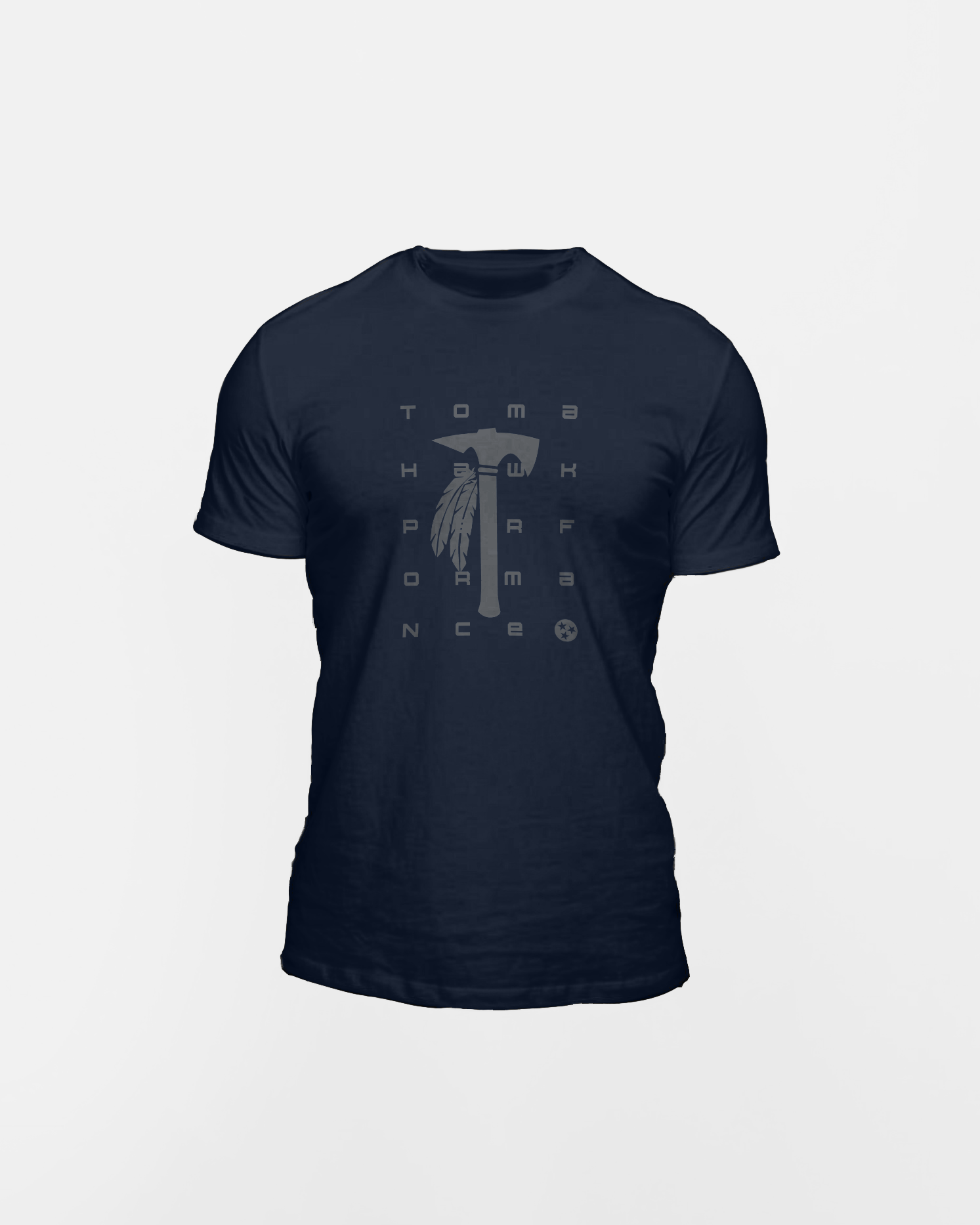 Navy blue t-shirt with the Tomahawk logo on the chest and the Nashville flag stars