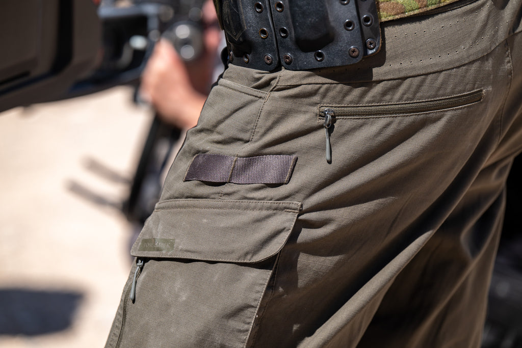 Close-up photo showing laser perforation for ventilation on the Tomahawk Performance HW / Combat Pant.