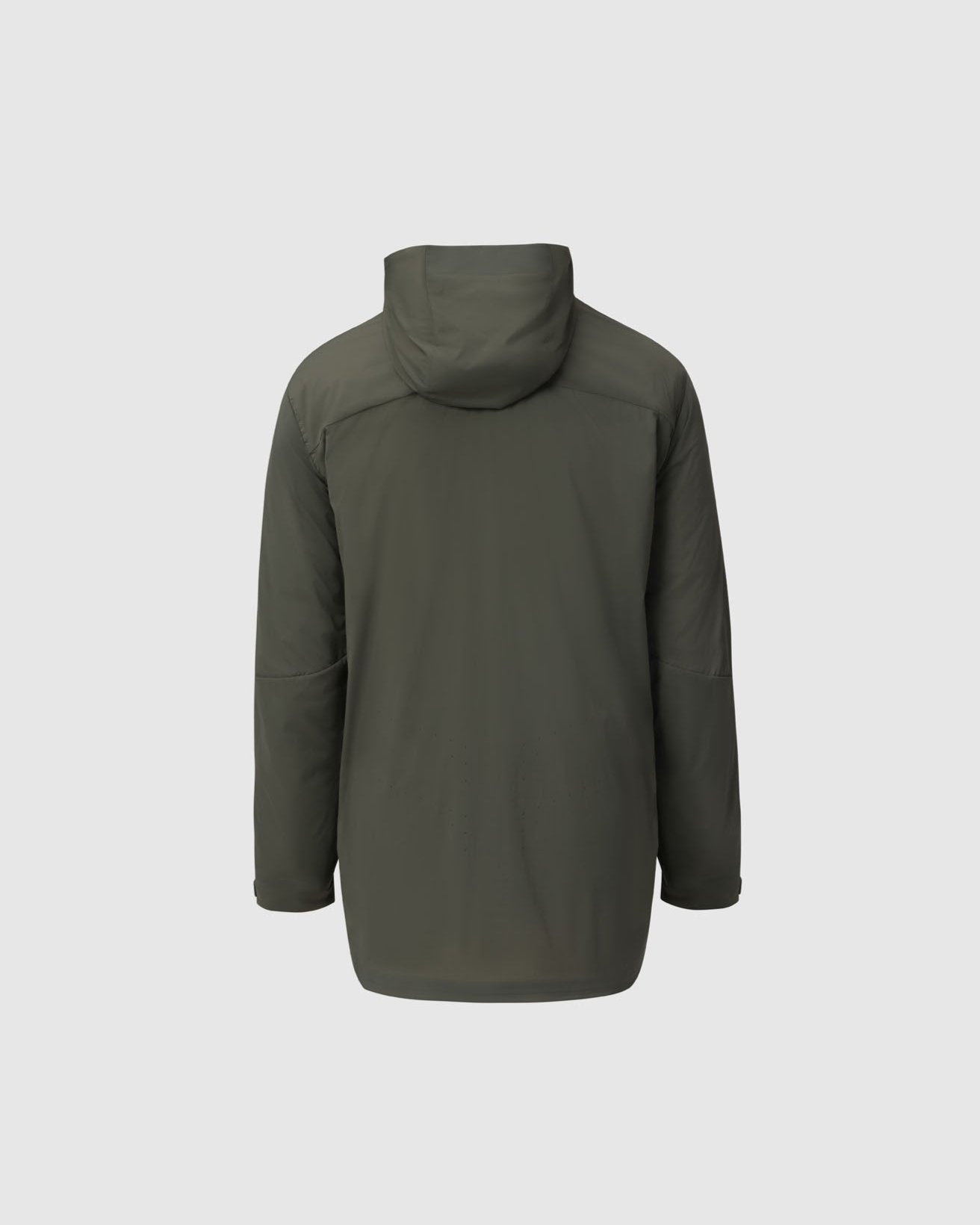 On form back photo of the Tomahawk Performance Overlayer Anorak, a lightweight tactical weather protective layer, in Ranger Green.
